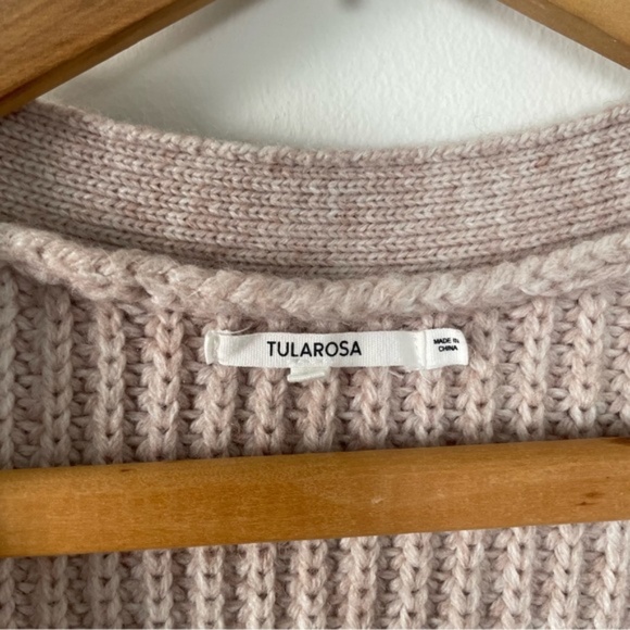 Tularosa Revolve Blush Beige Pink Heavy Knit Fringe Back Cardigan Sweater M - Picture 3 of 4